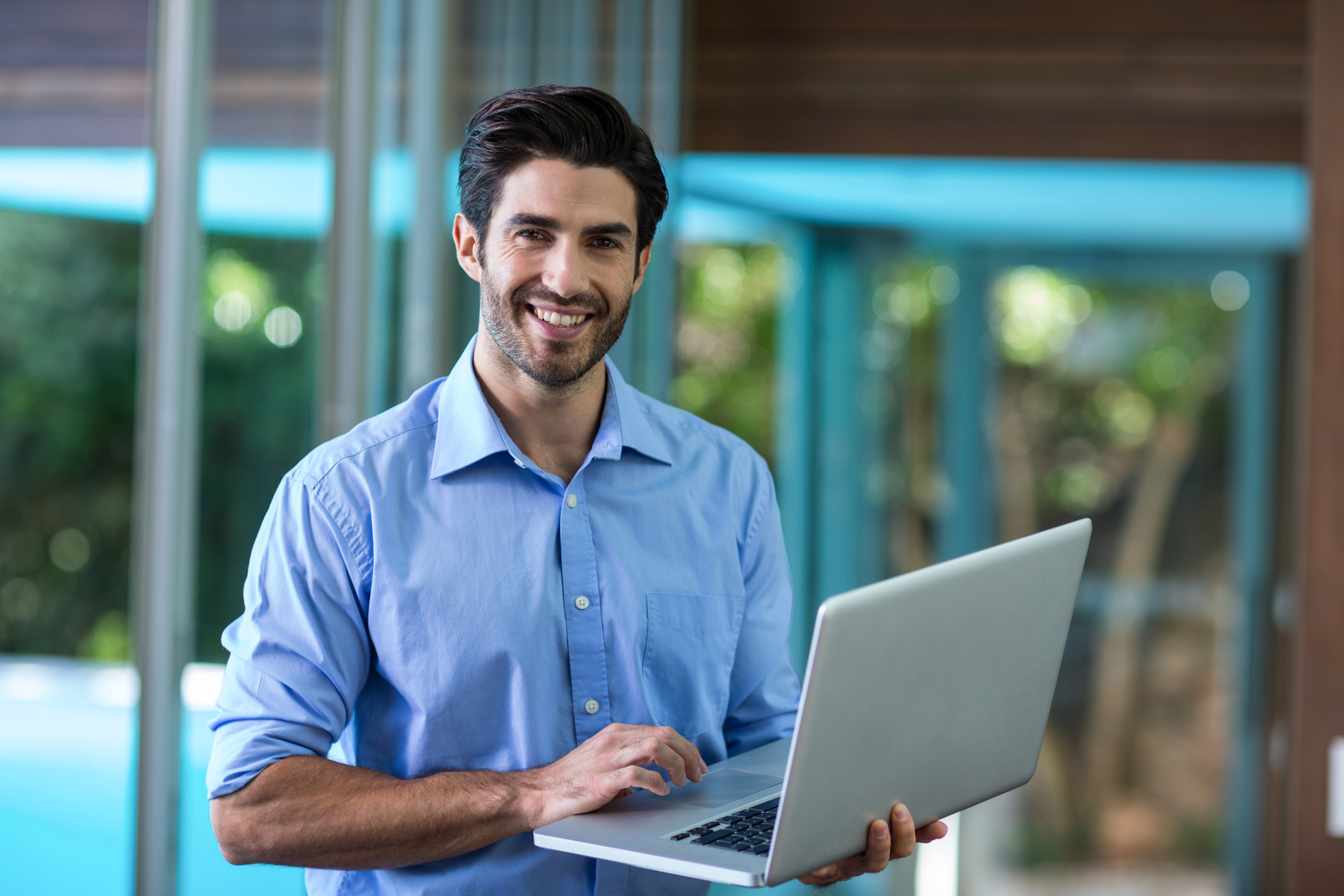 Smart man using laptop